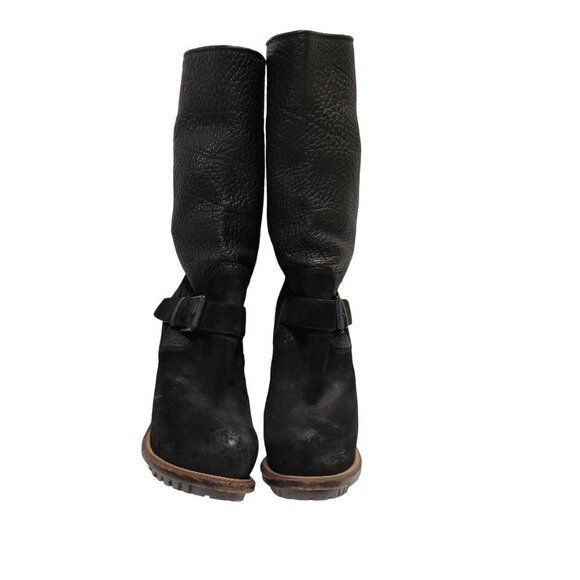 Belstaff Womens Pebbled Leather Suede Black Boots Size 36 / US 6‎ Pre-Owned - Picture 12 of 15